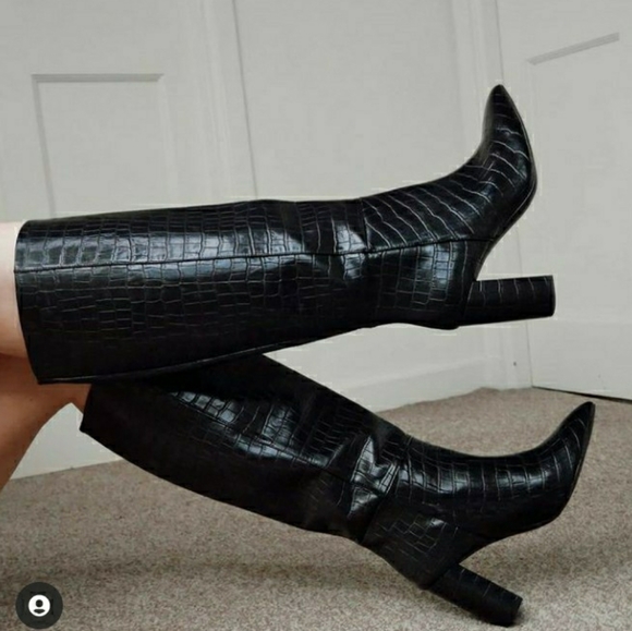 H&M Shoes - H&M crocodile pattern boots blogger's favorite